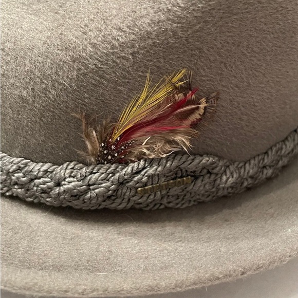 Stetson Brown Fedora Hat with Feather Accent - Picture 2 of 7